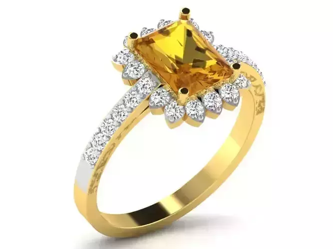 Light Weight Yellow Gold Diamond Ring DR-6827