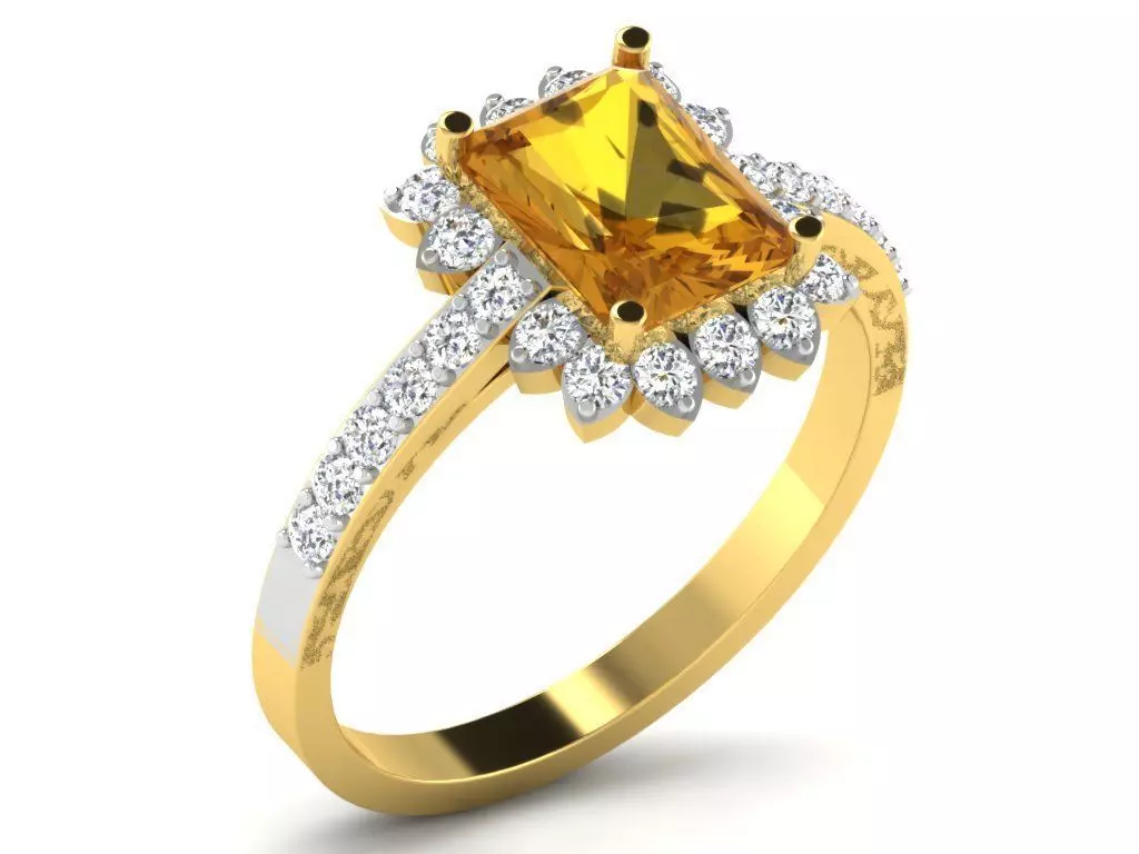 Light Weight Yellow Gold Diamond Ring DR-6827 3D print model_0
