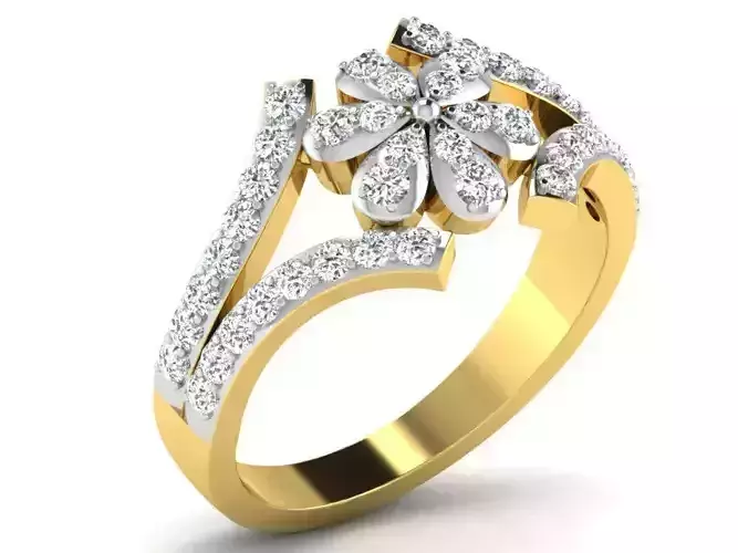 Light Weight Yellow Gold Diamond Ring DR-6841