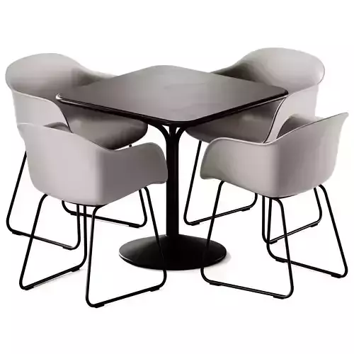 Babel D Jos Table and Muuto Fiber Armchair Sled Base 3D model