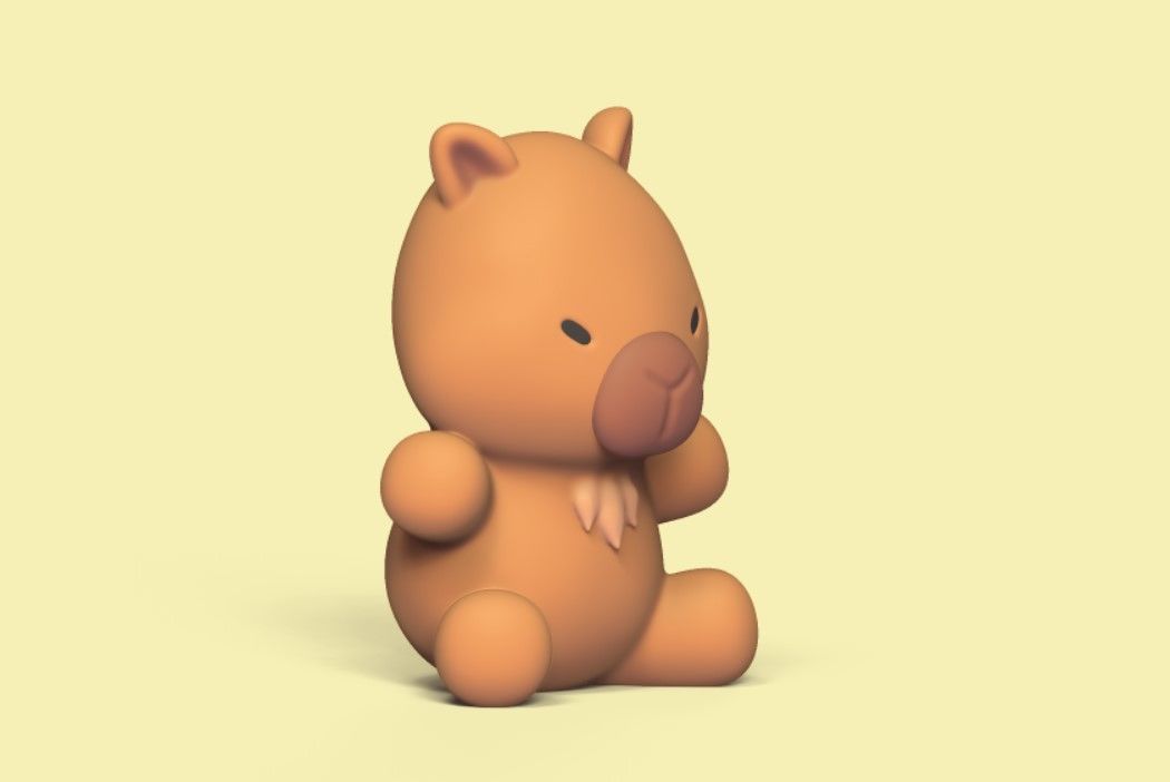 Sitting Capyvara 3D print model_2