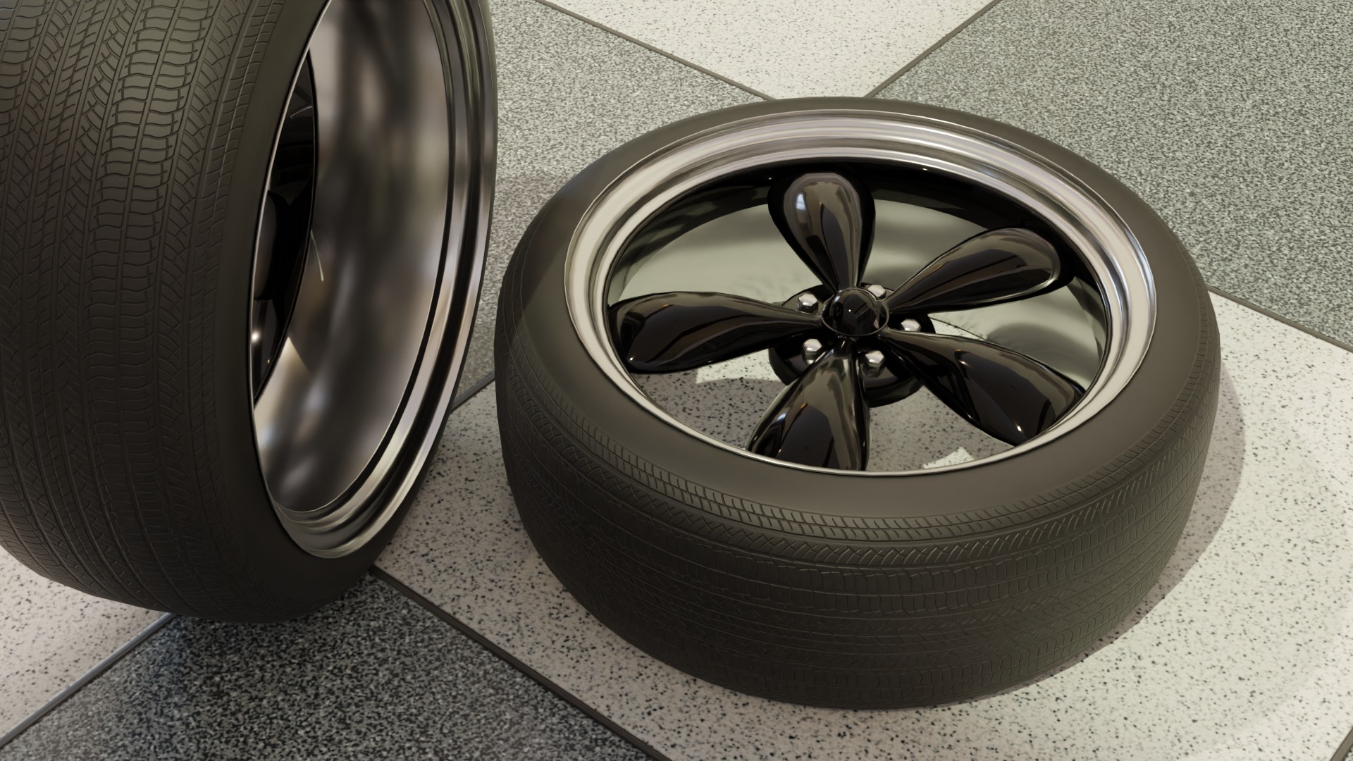 High-Detail Dual-Color Car Wheel for Games and Rendering Low-poly 3D model_5