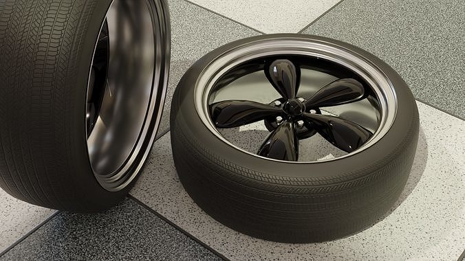 High-Detail Dual-Color Car Wheel for Games and Rendering Low-poly 3D model 5