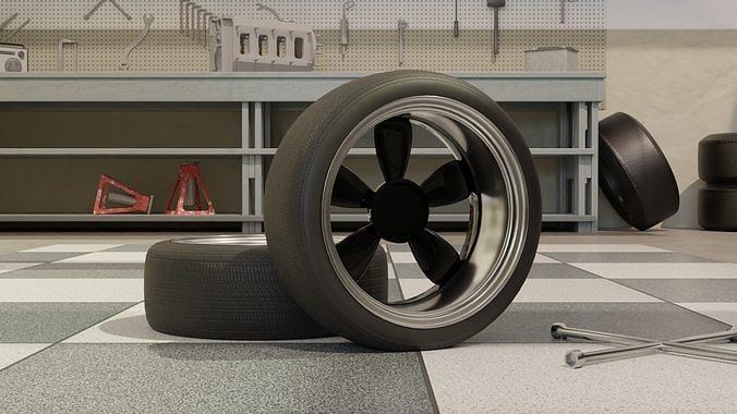 High-Detail Dual-Color Car Wheel for Games and Rendering Low-poly 3D model 3