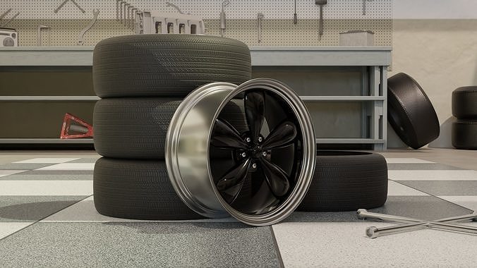 High-Detail Dual-Color Car Wheel for Games and Rendering Low-poly 3D model 6