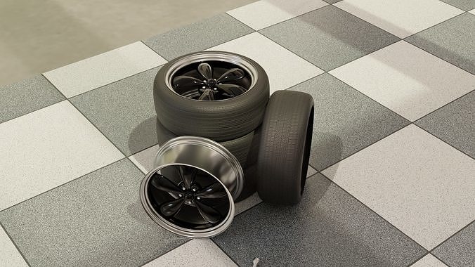High-Detail Dual-Color Car Wheel for Games and Rendering Low-poly 3D model 7