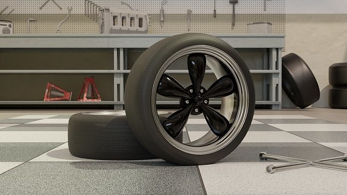 High-Detail Dual-Color Car Wheel for Games and Rendering Low-poly 3D model 2