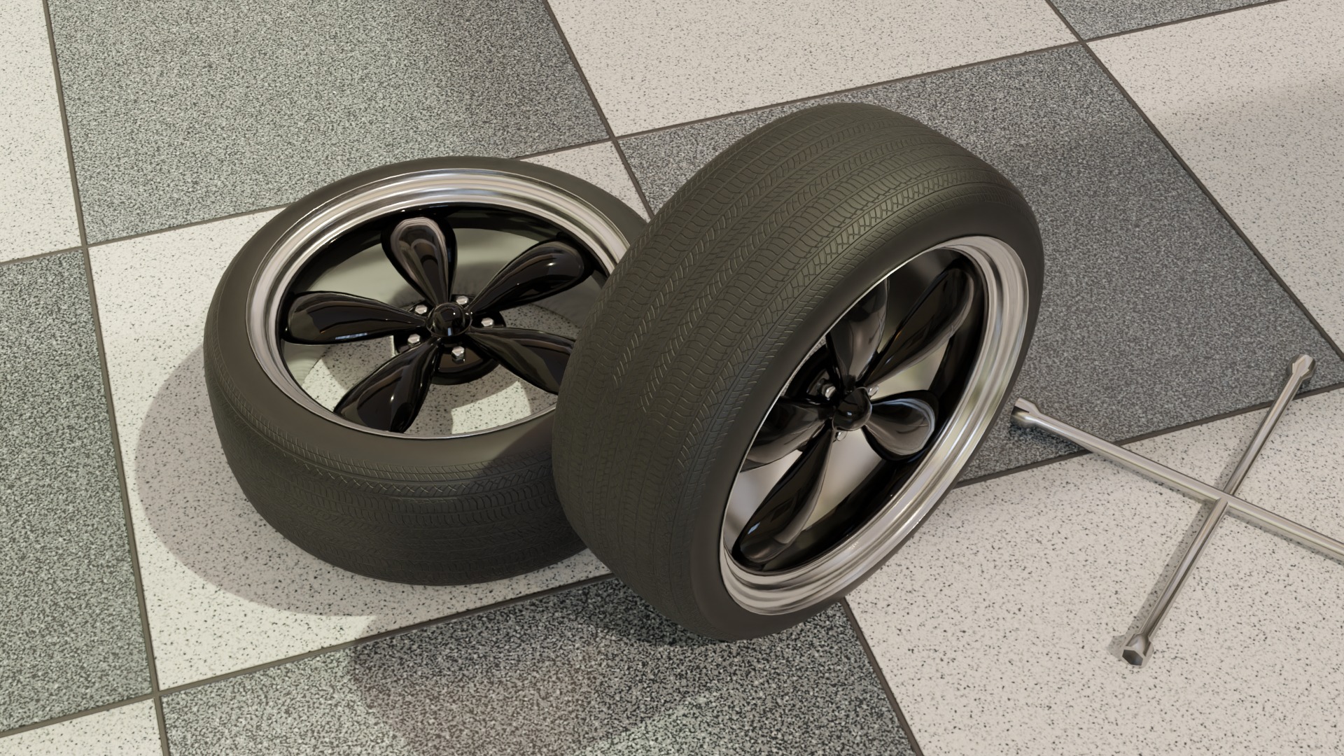High-Detail Dual-Color Car Wheel for Games and Rendering Low-poly 3D model_4