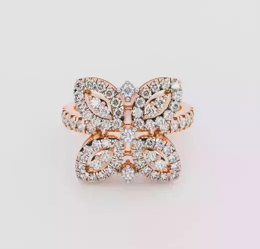 Flower Italian diamond ring 3D print model