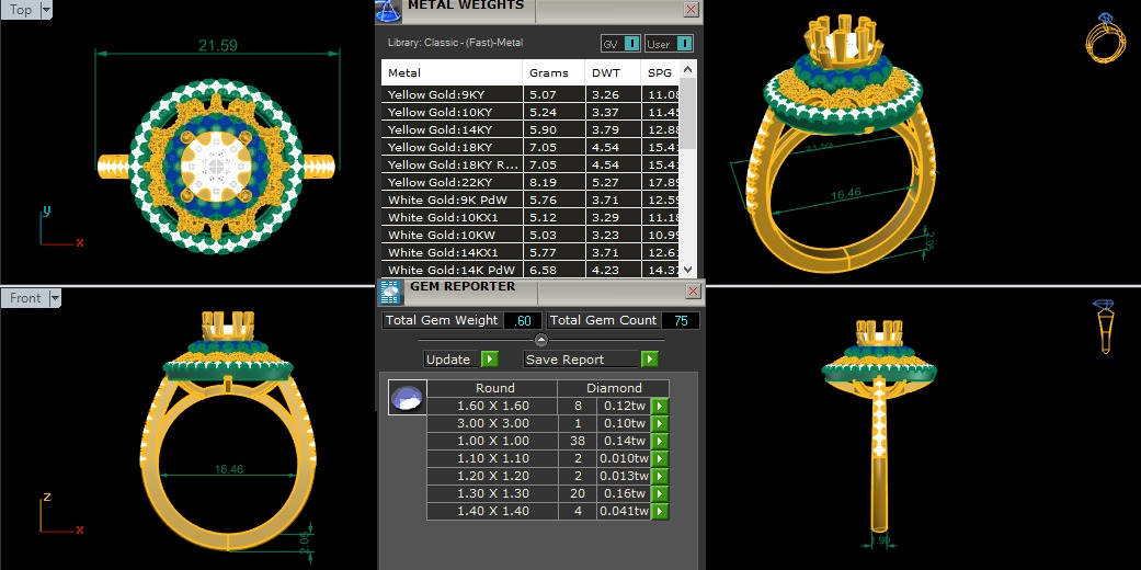 Flower diamond ring 3D print model_3