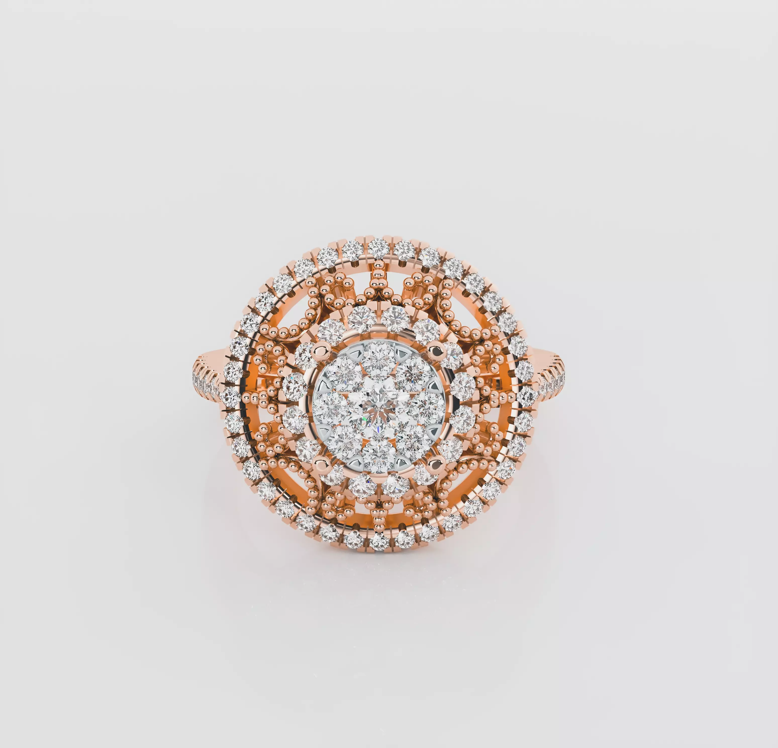 Flower diamond ring 3D print model_0