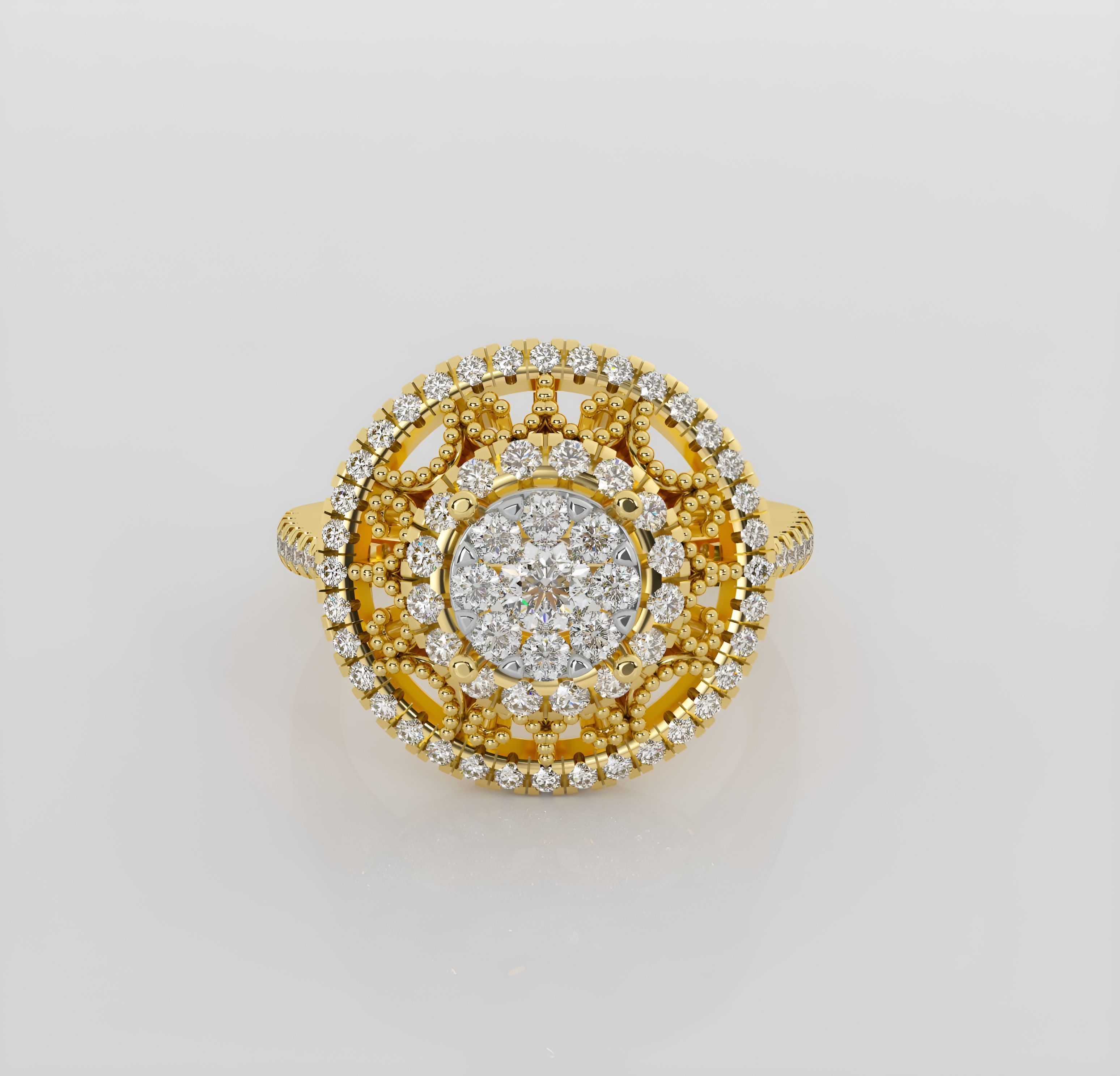 Flower diamond ring 3D print model_1