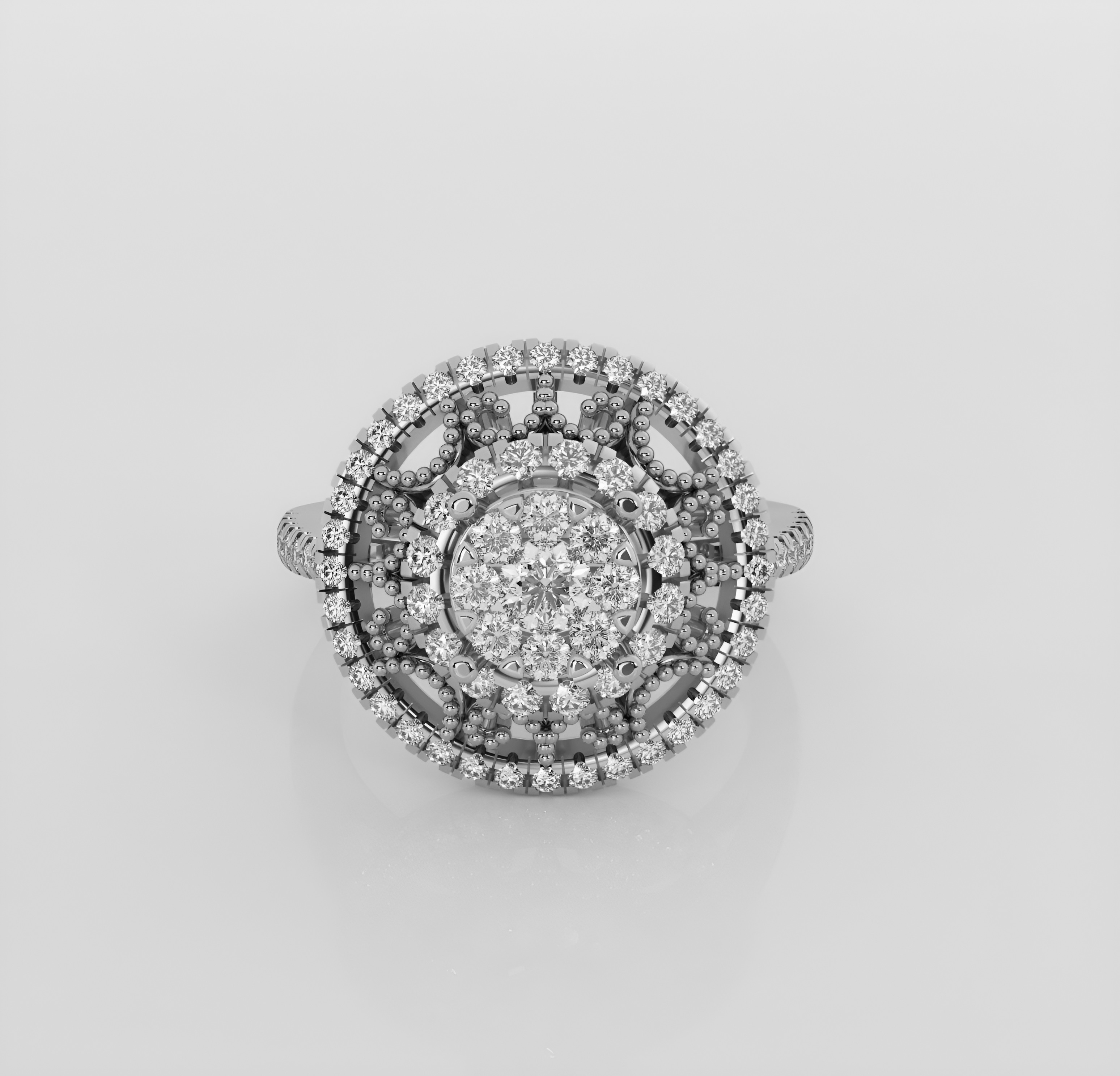 Flower diamond ring 3D print model_2