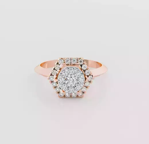 Hexagonal Italian diamond ring