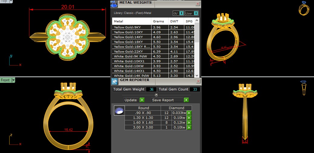 Flower diamond ring 3D print model_3
