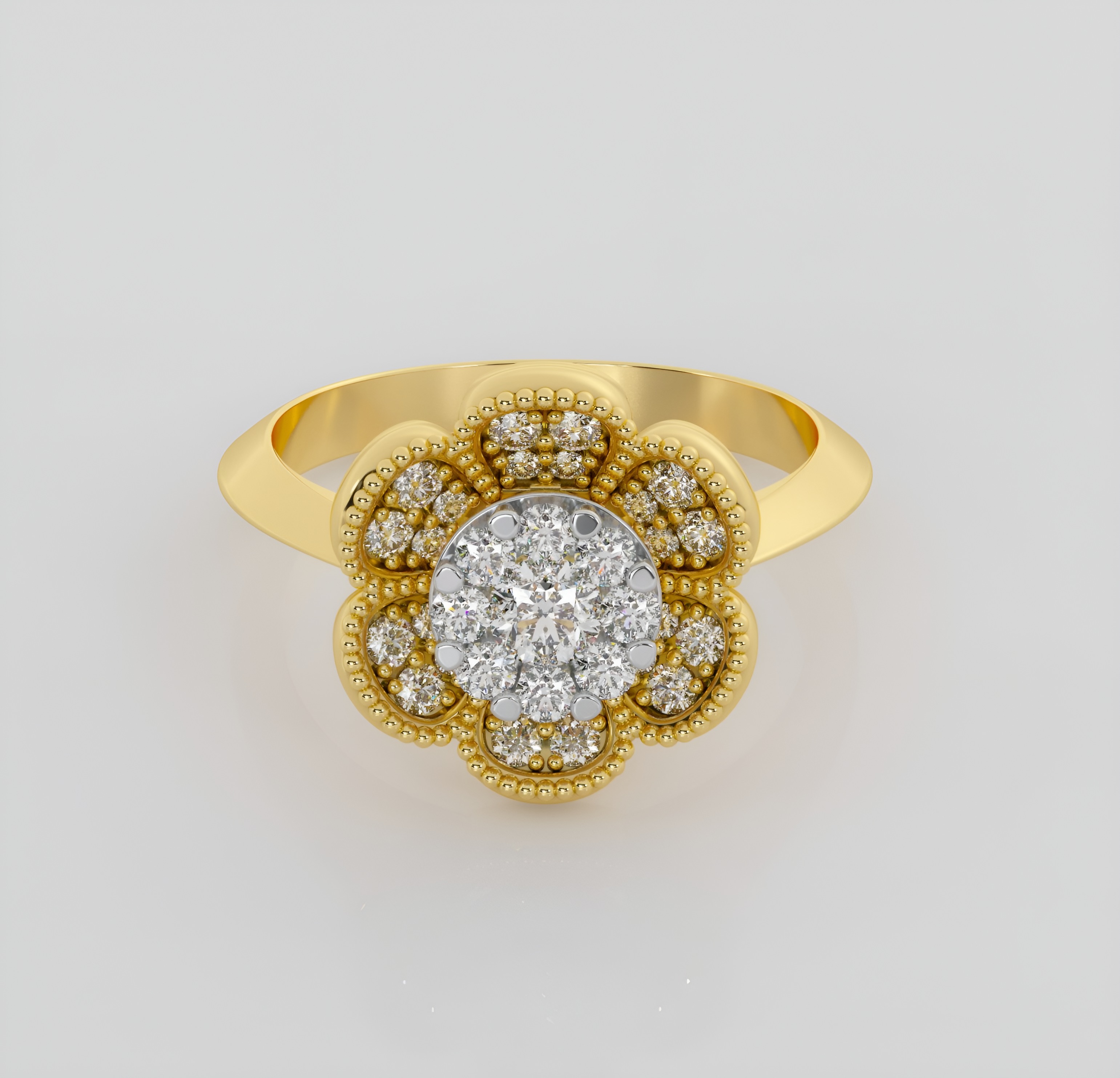 Flower diamond ring 3D print model_1