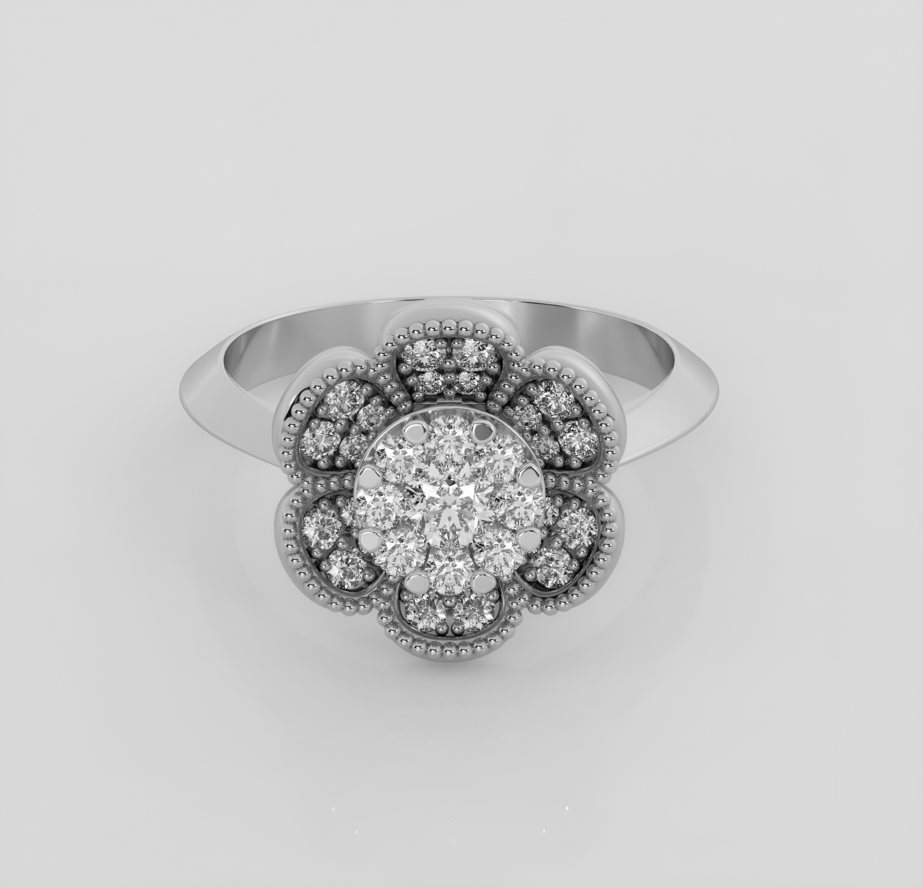 Flower diamond ring 3D print model_2
