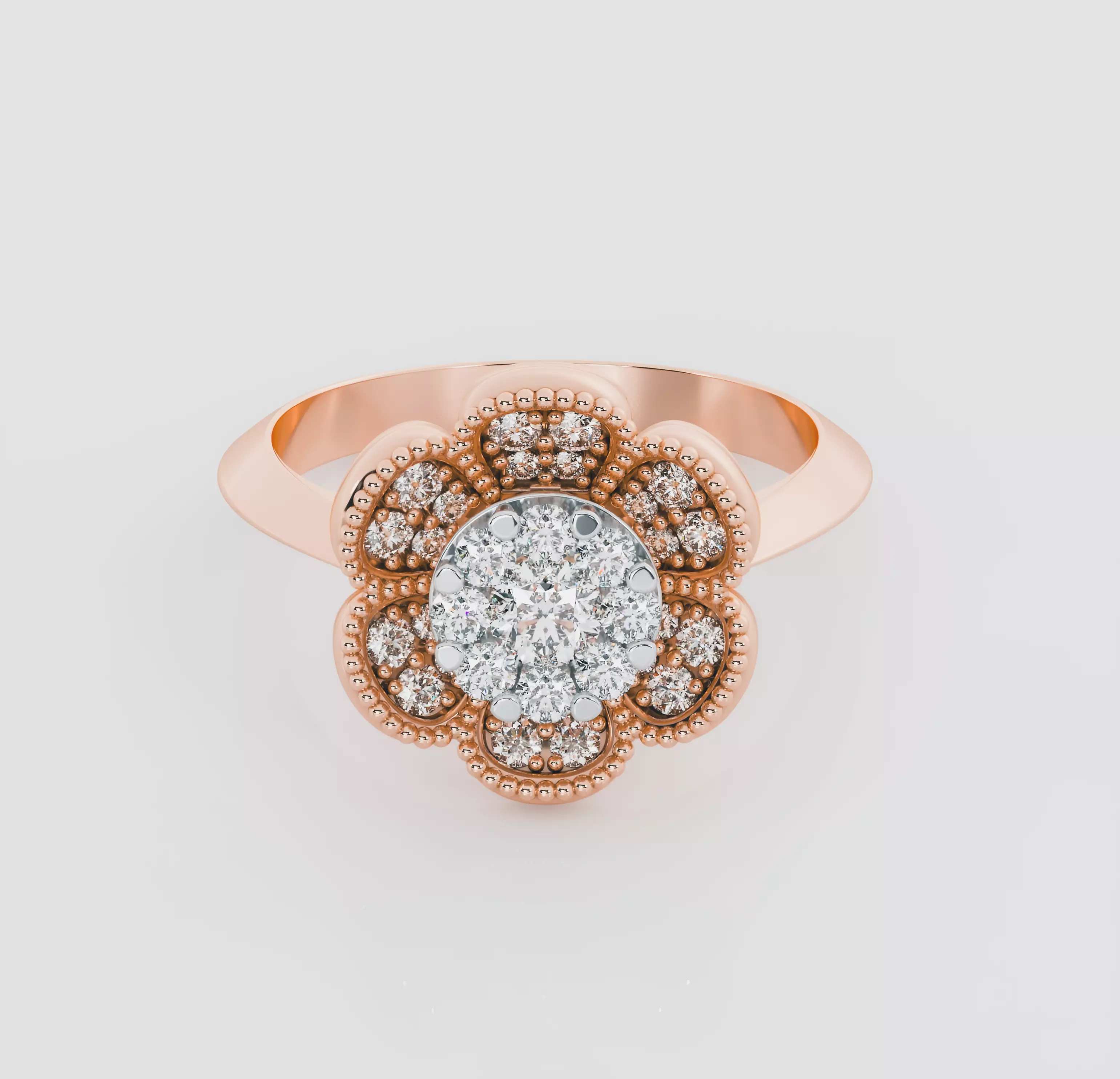 Flower diamond ring 3D print model_0