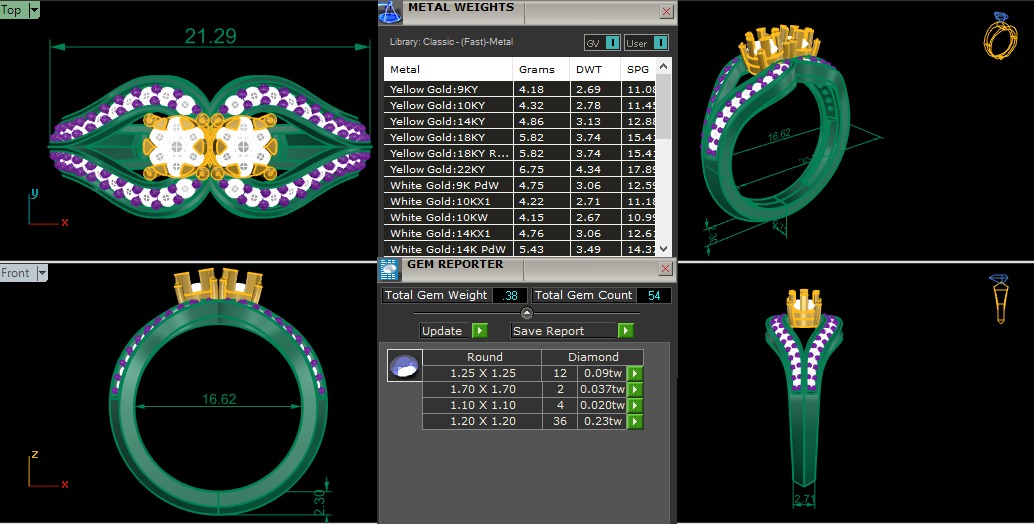 Italian diamond ring 3D print model_3