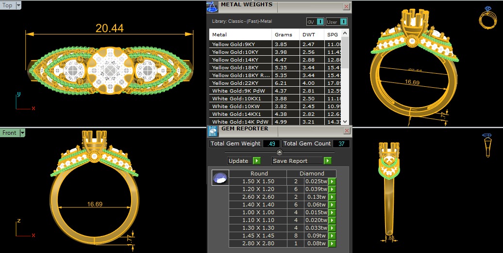 Italian diamond ring 3D print model_3
