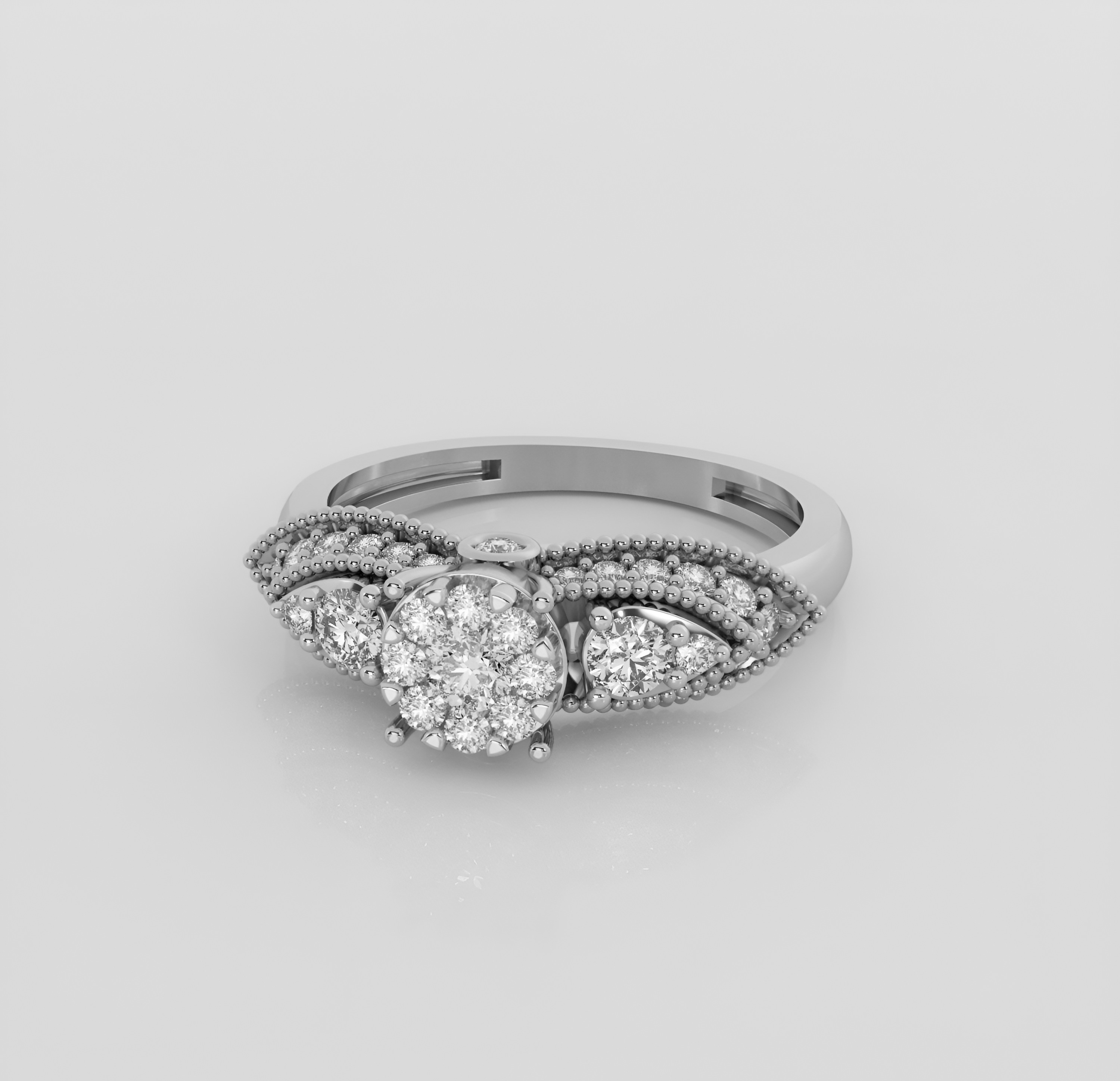 Italian diamond ring 3D print model_2