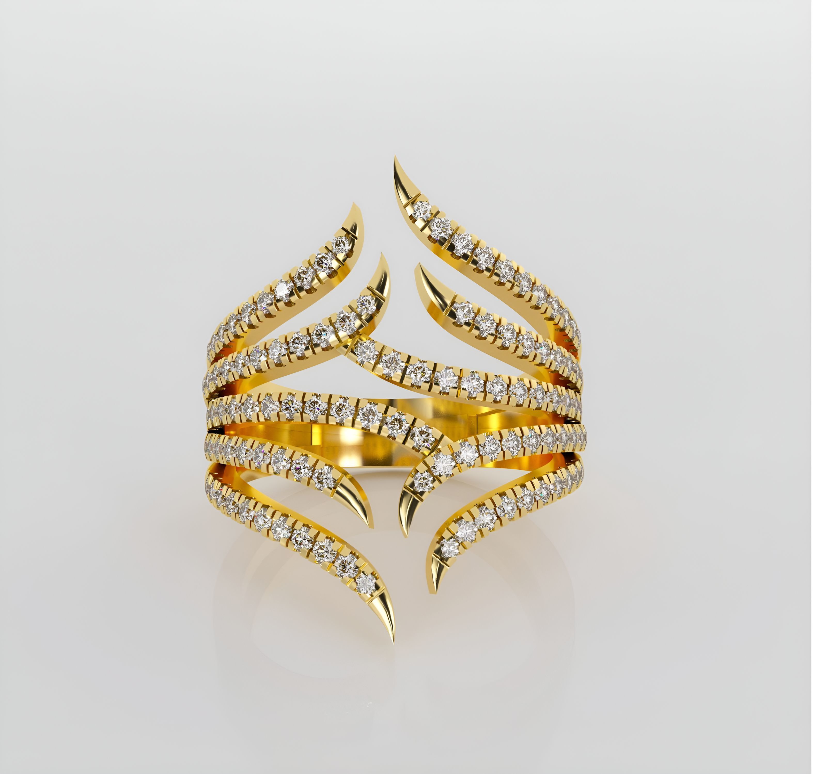 Vines Italian diamond ring 3D print model_1