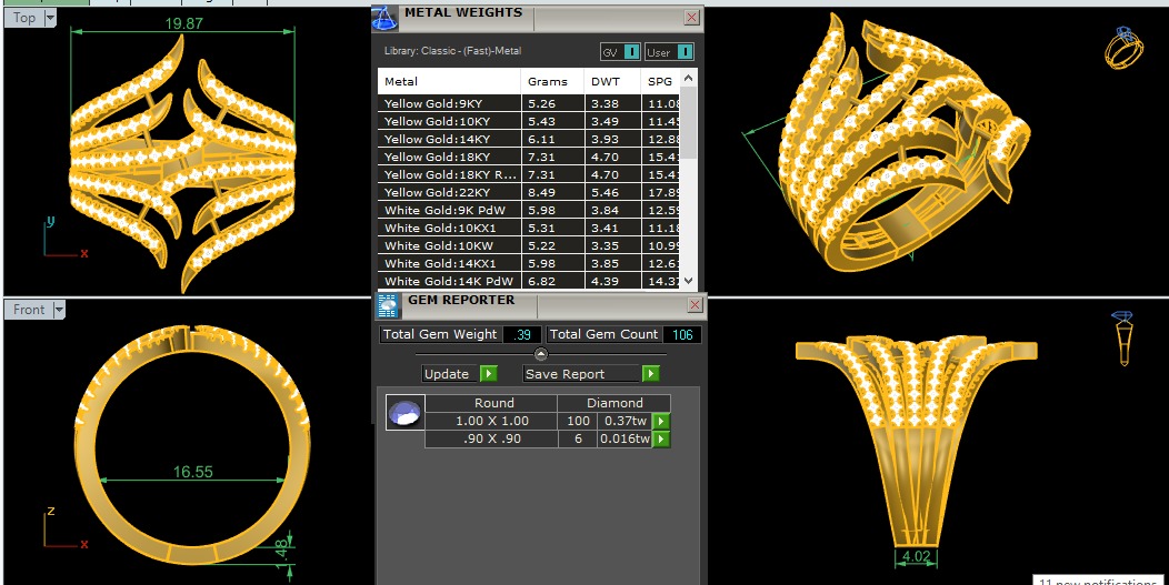 Vines Italian diamond ring 3D print model_3