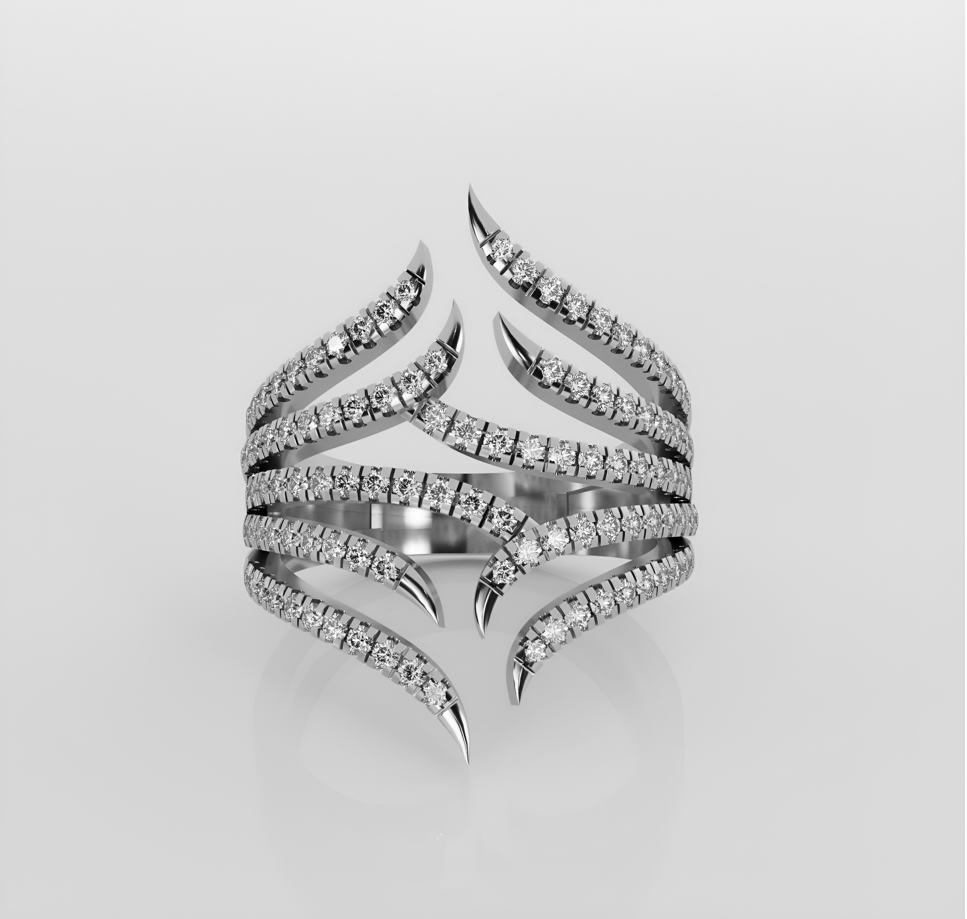 Vines Italian diamond ring 3D print model_2