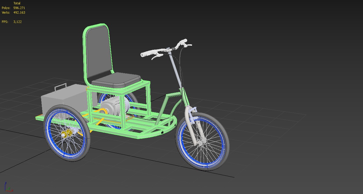 ELECTRIC TRIKE TRICYCLE 3 WHEEL BIKE BICYCLE FOR DISABILITY EV 3D model_17