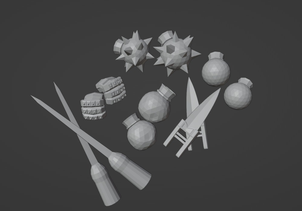 6 Low-poly Fist Medieval Fantasy Weapons For Games Low-poly Low-poly 3D model_6