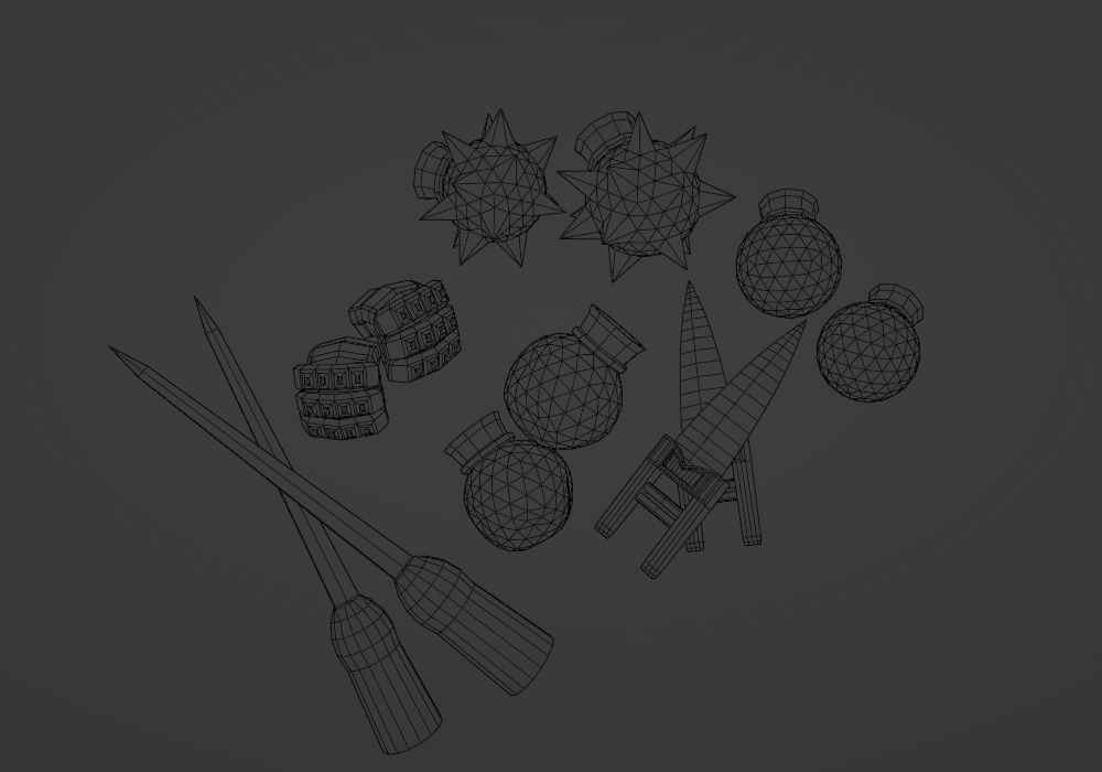 6 Low-poly Fist Medieval Fantasy Weapons For Games Low-poly Low-poly 3D model_7