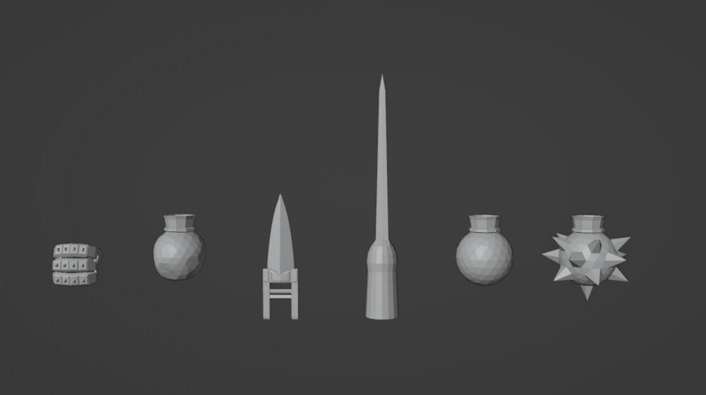6 Low-poly Fist Medieval Fantasy Weapons For Games Low-poly Low-poly 3D model_3