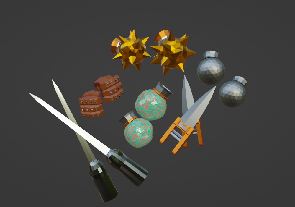 6 Low-poly Fist Medieval Fantasy Weapons For Games Low-poly Low-poly 3D model_5