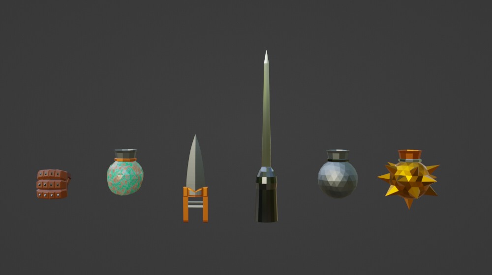 6 Low-poly Fist Medieval Fantasy Weapons For Games Low-poly Low-poly 3D model_2