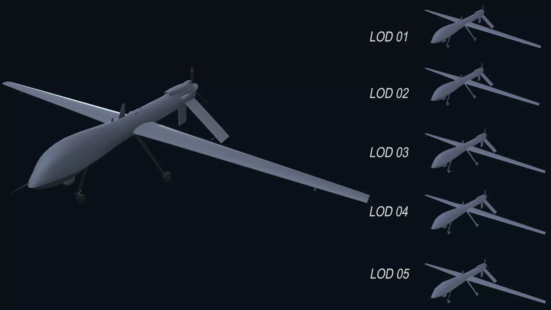 Asset - Army - MQ1 Predator - 3D MODEL Low-poly Low-poly 3D model_0