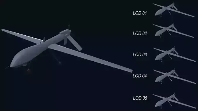 Asset - Army - MQ1 Predator - 3D MODEL Low-poly Low-poly 3D model