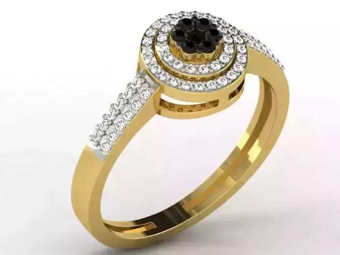 Light Weight Yellow Gold Diamond Ring DR-6855