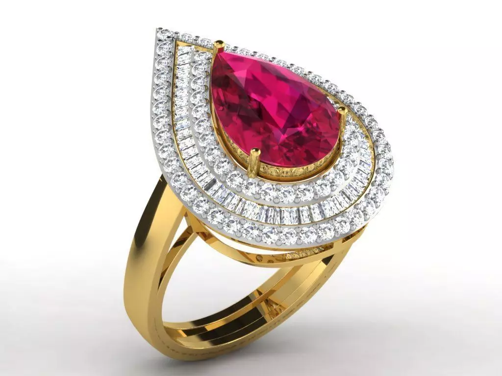 Yellow Gold Diamond Ring DR-6878 3D print model
