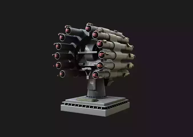 Russian Anti Submarine Launcher RBU-6000 Zapad Low-poly 3D model