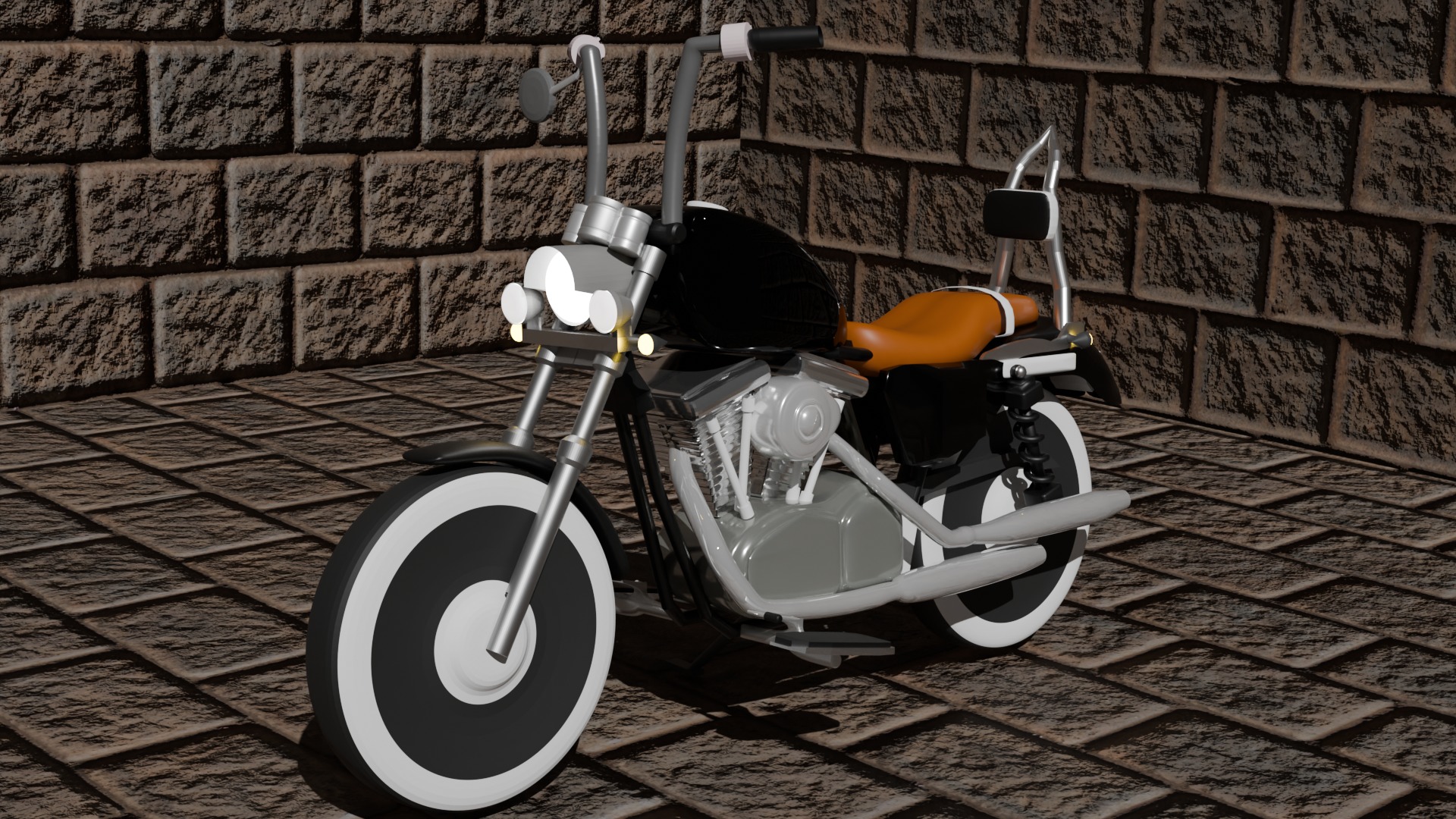 Harley Davidson Lowpoly Model 3D model_3