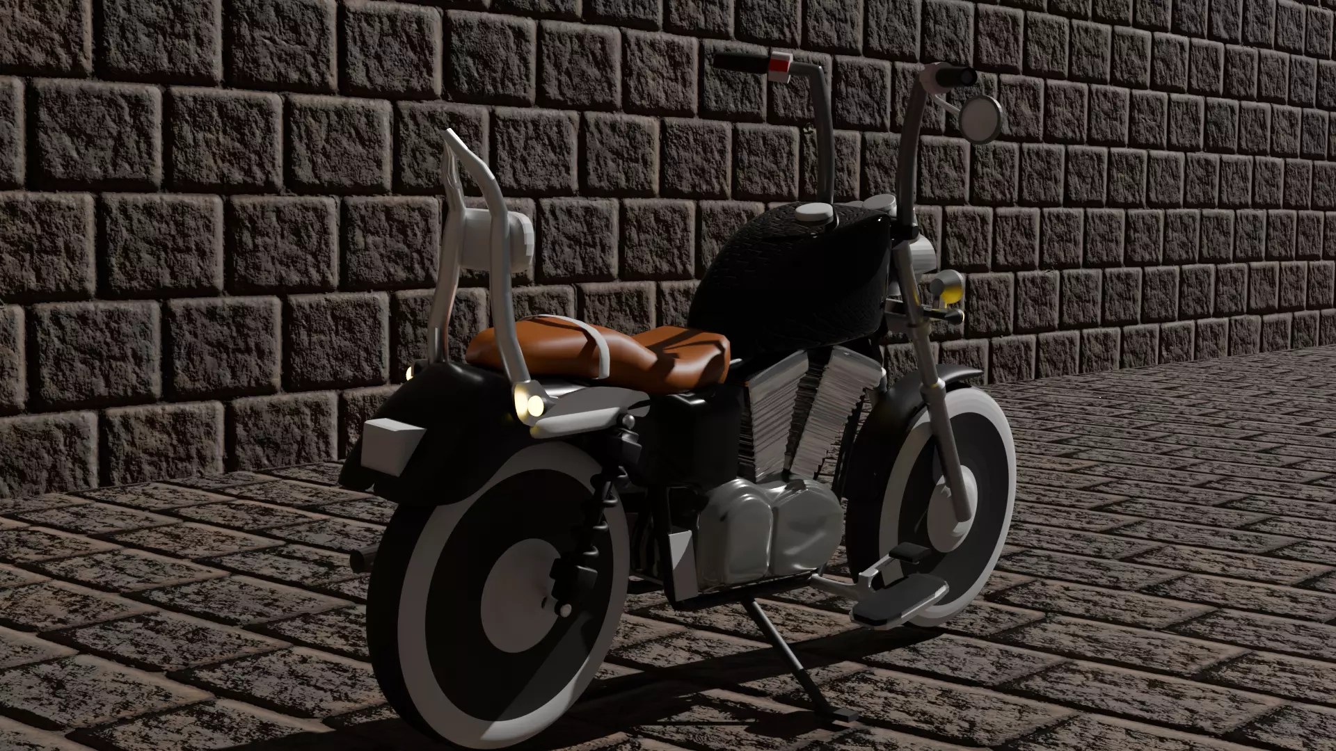 Harley Davidson Lowpoly Model 3D model_0
