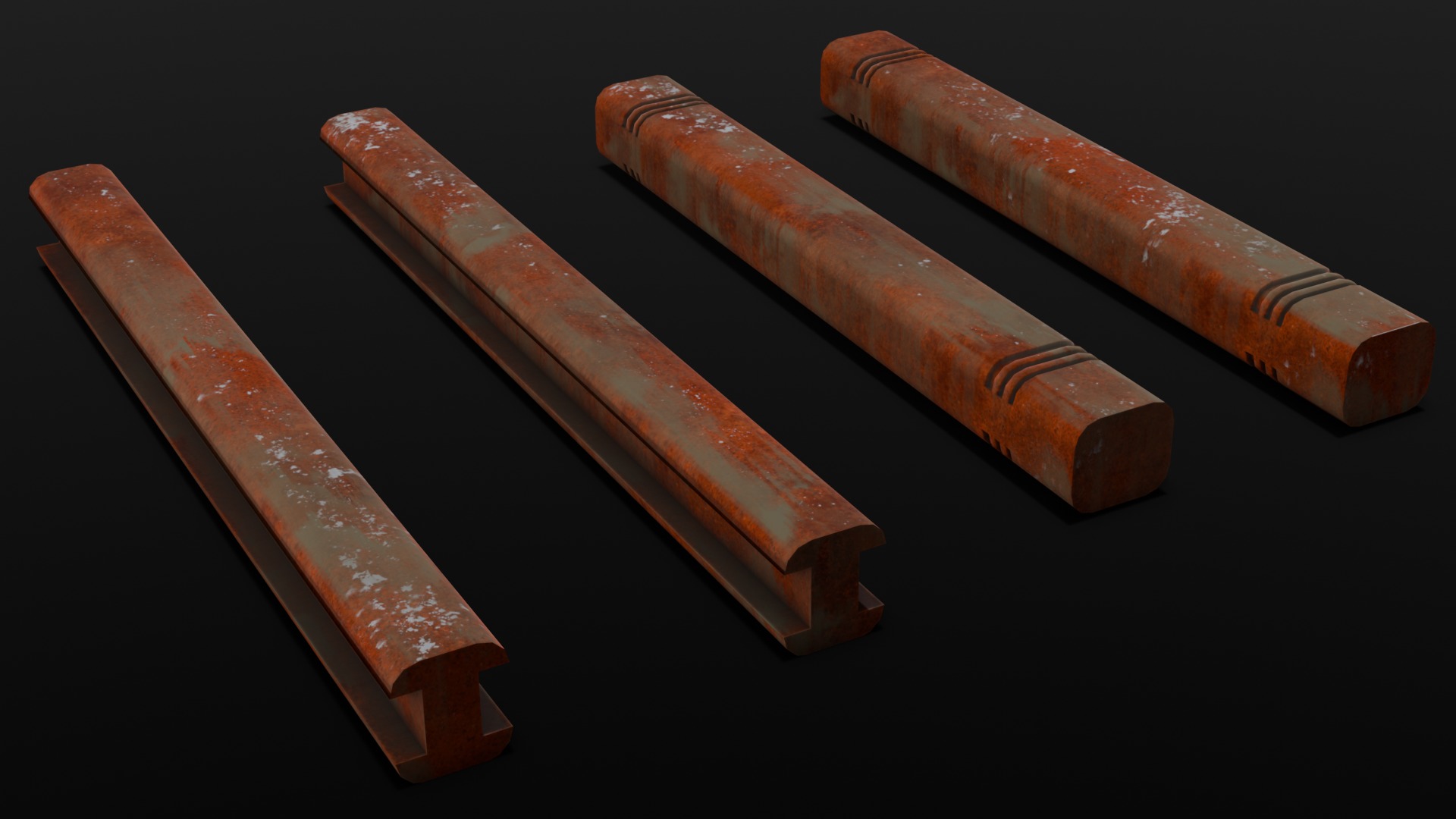 Rusted Beams 3D Model  Low-poly 3D model_4