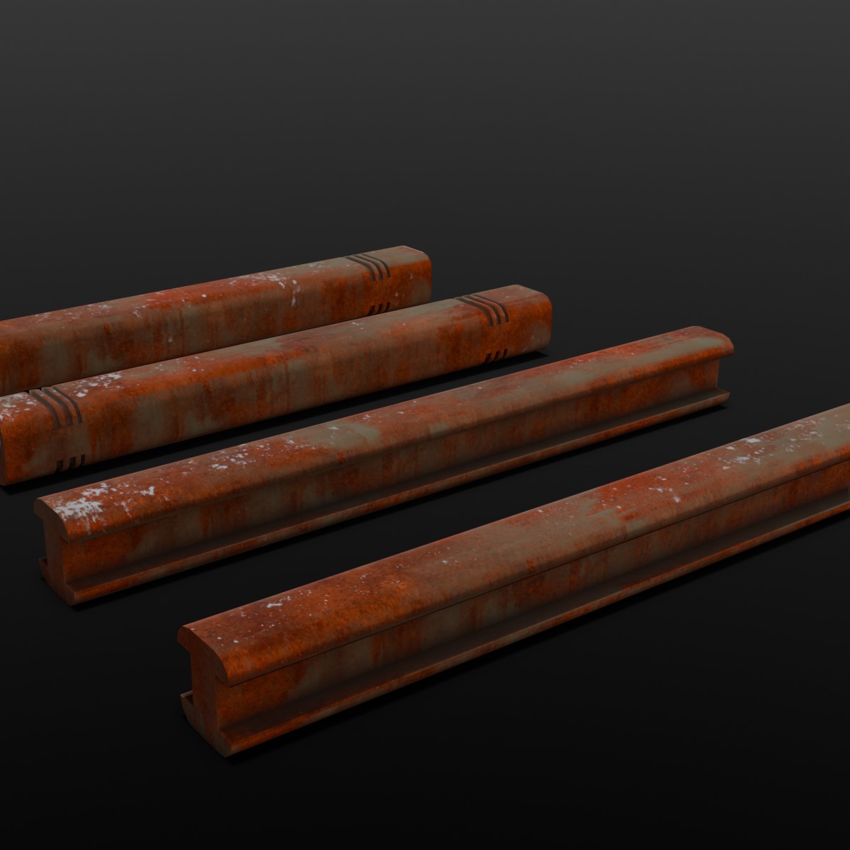 Rusted Beams 3D Model  Low-poly 3D model_7