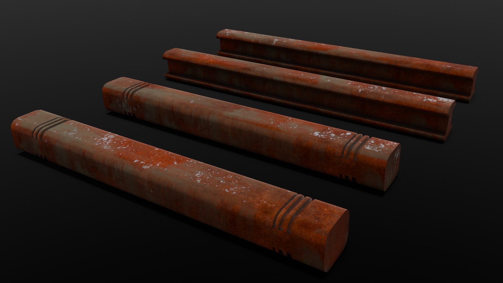 Rusted Beams 3D Model  Low-poly 3D model_1