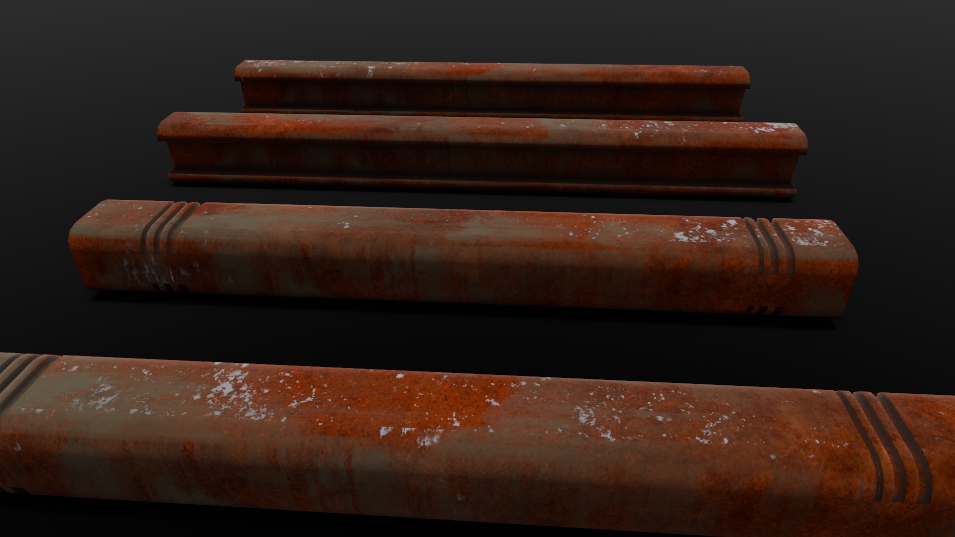Rusted Beams 3D Model  Low-poly 3D model_2