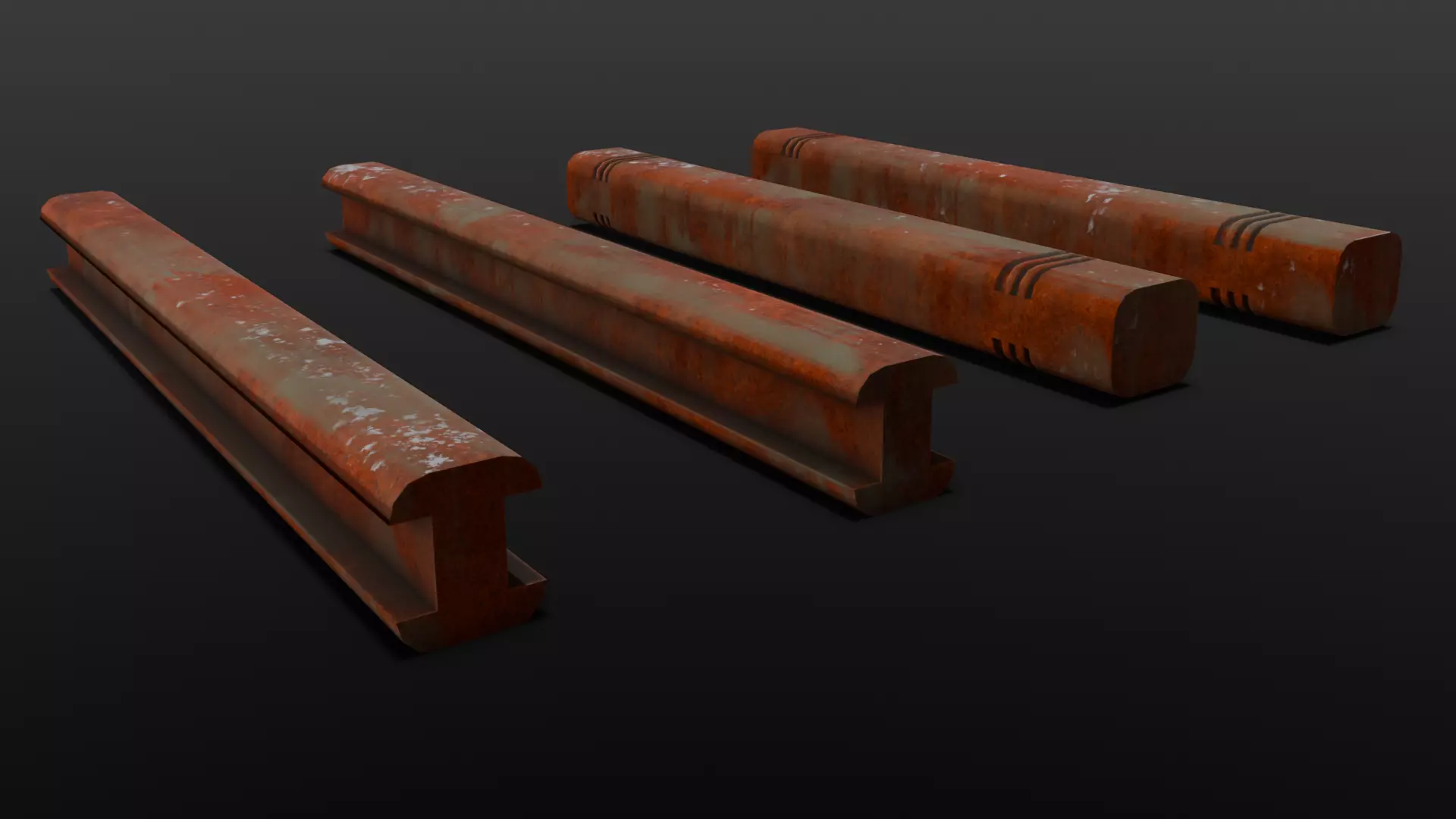 Rusted Beams 3D Model  Low-poly 3D model_0