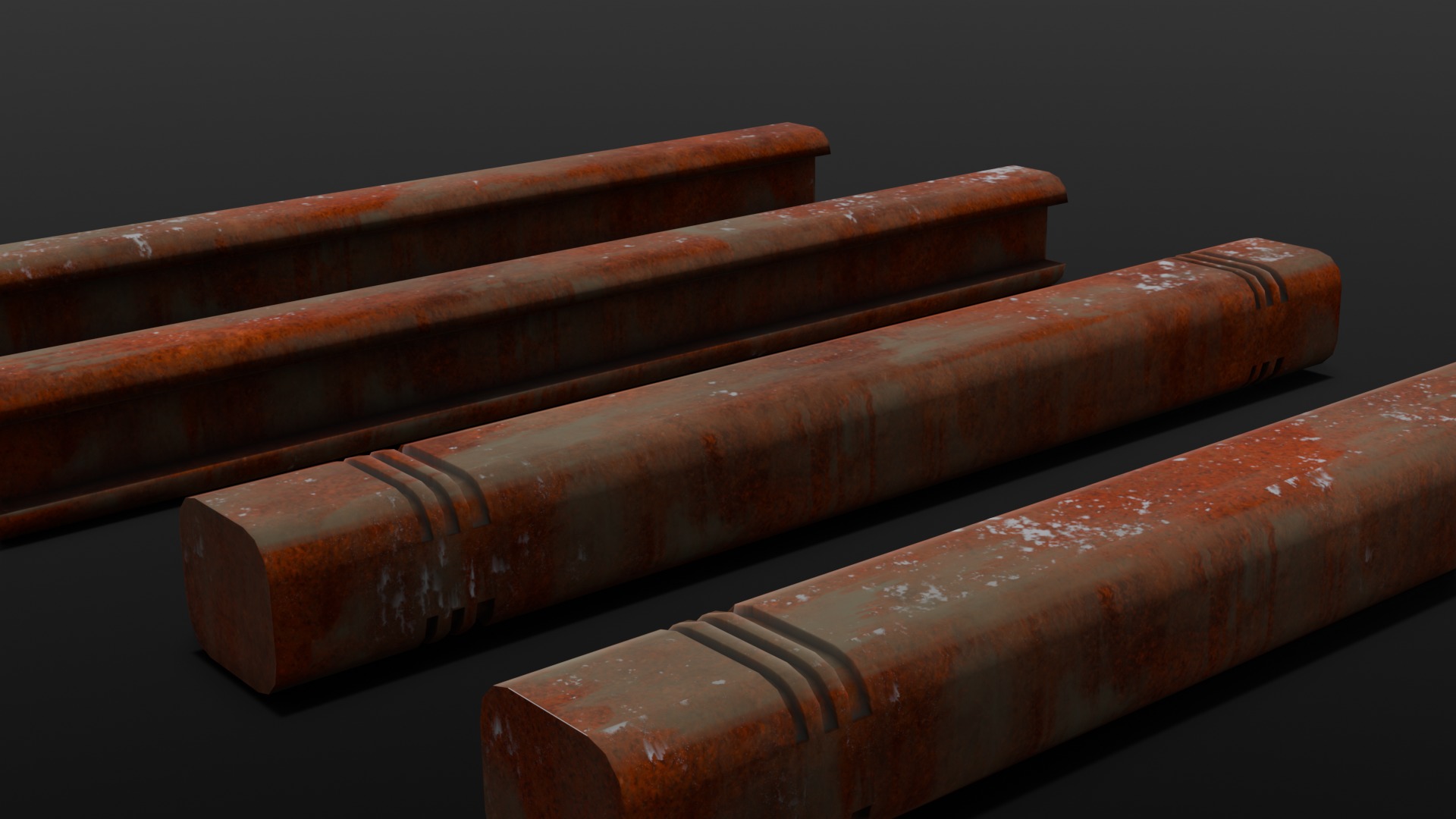 Rusted Beams 3D Model  Low-poly 3D model_3