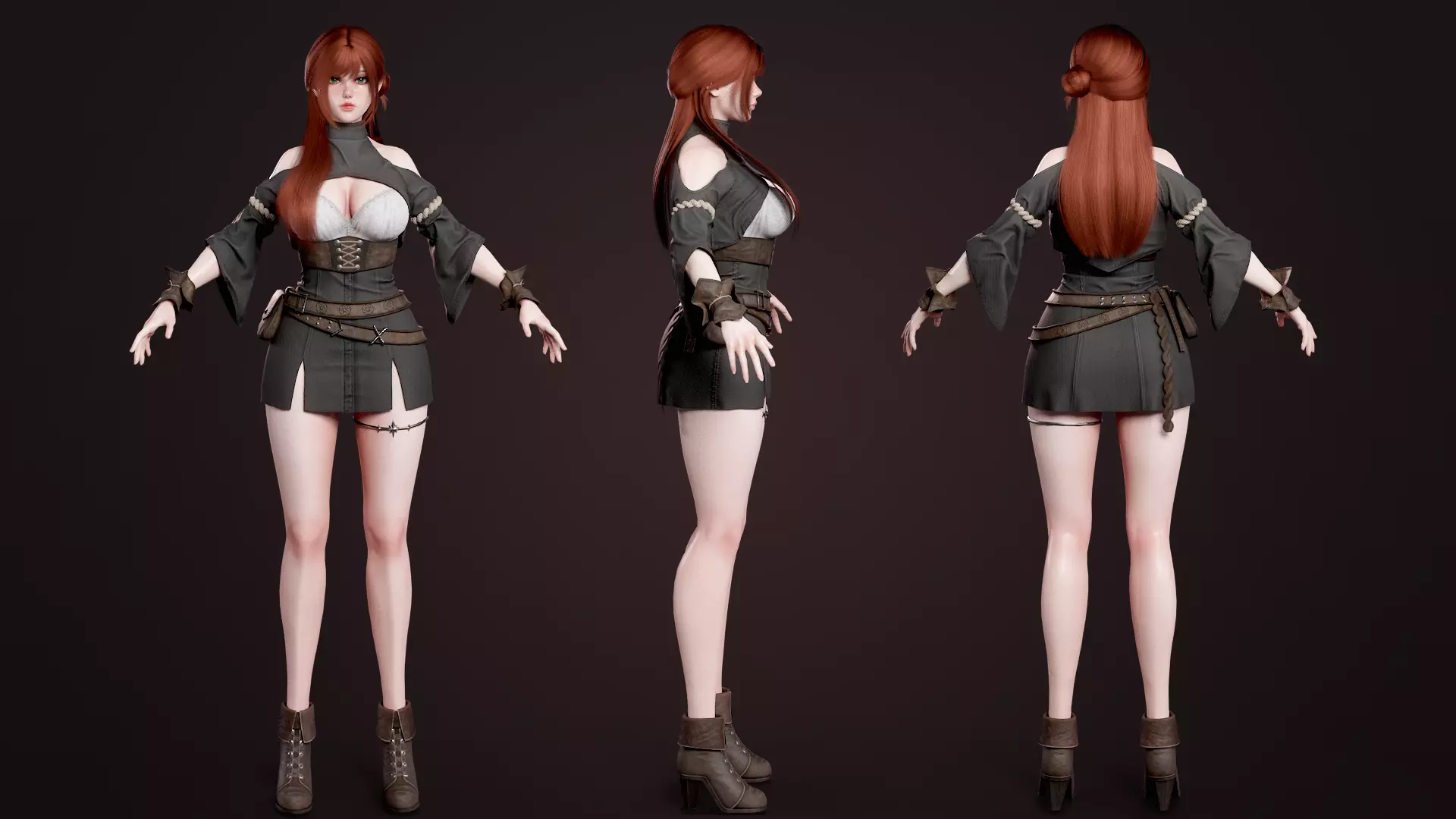 Mage Girl Aliya Low-poly 3D model_3