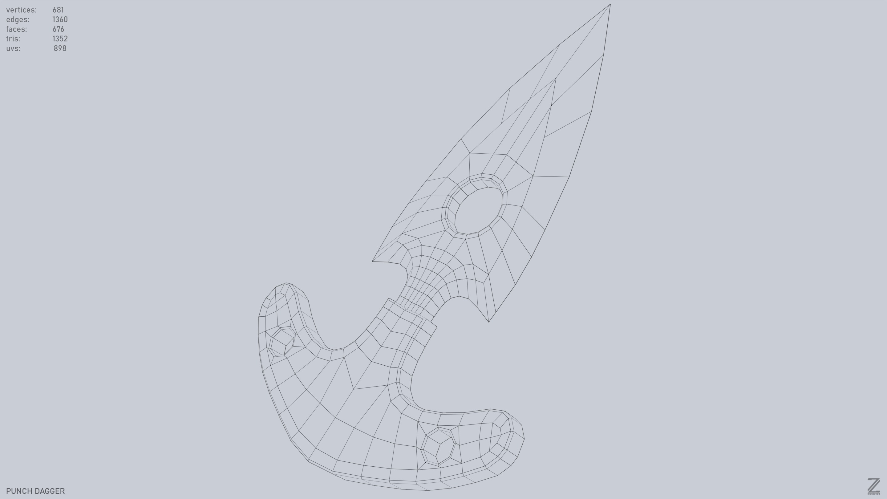 Punch dagger Low-poly 3D model_15