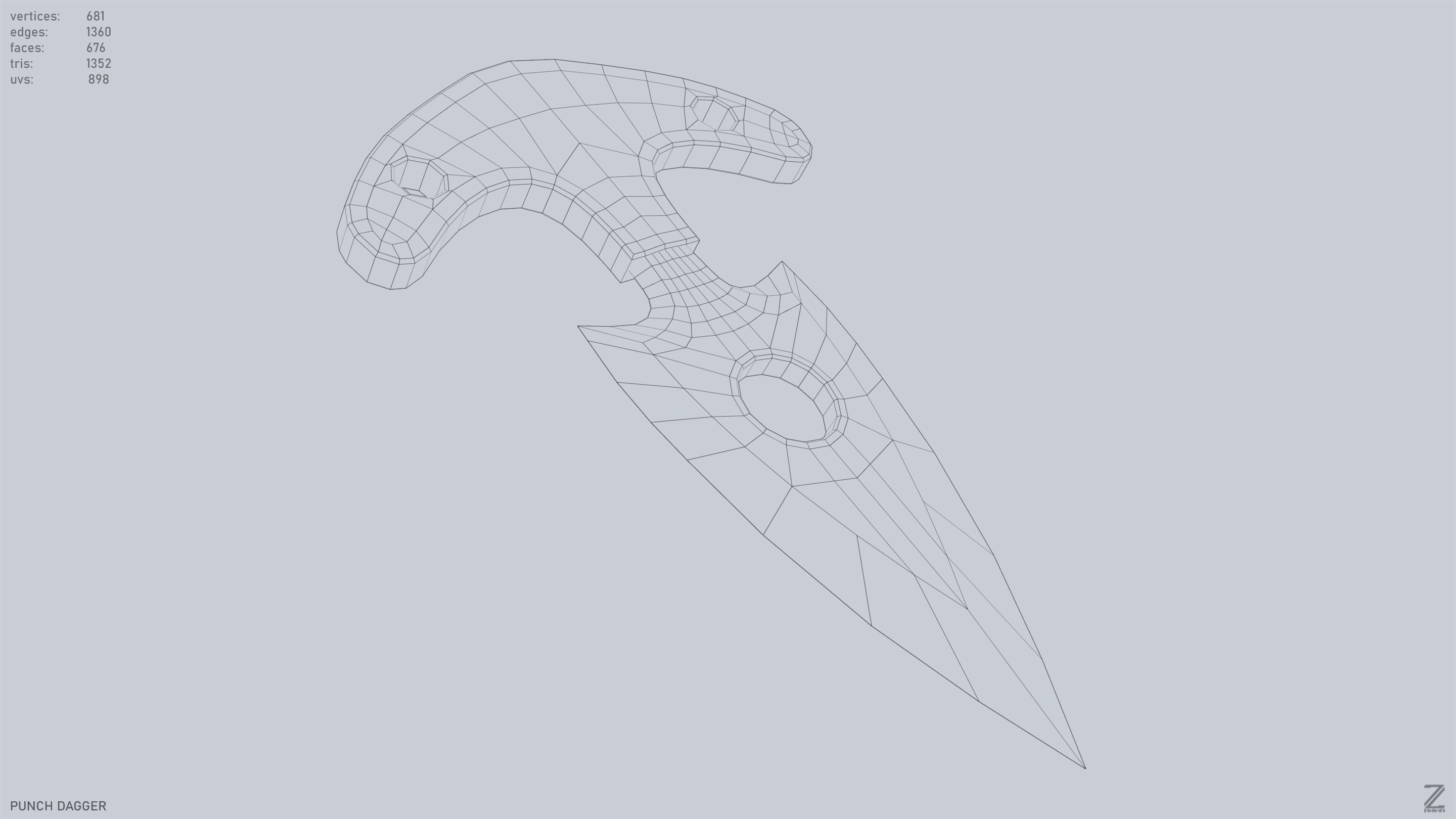 Punch dagger Low-poly 3D model_13